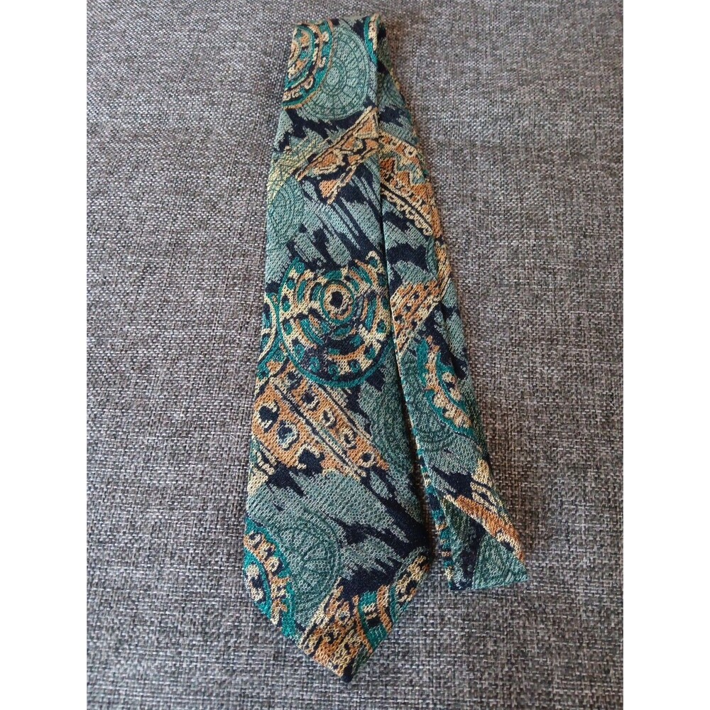 Picasso Tie 70s 80s 90s Y2K Mens Green Black Beige Brown 3.25 Wide 58 Long